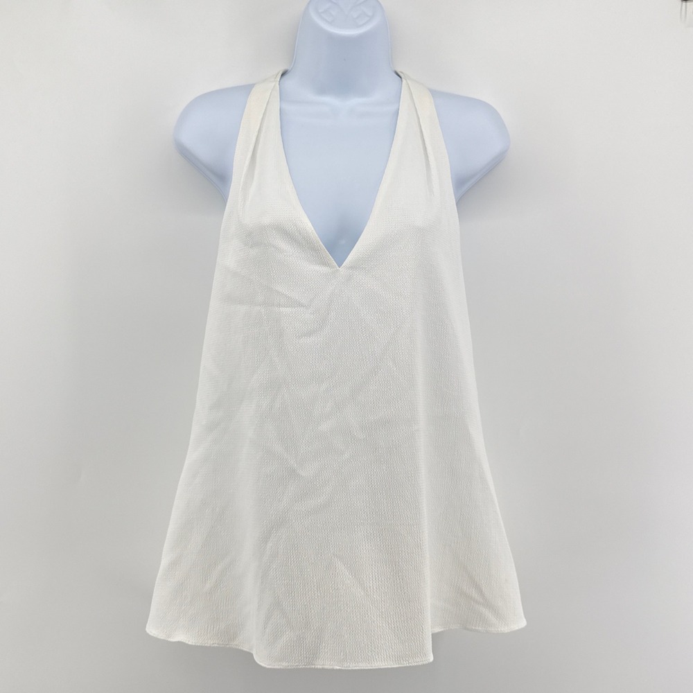 Ramy Brook Liv Halter Neck Top Ivory White Large L NWT Deep V Neck Tank $295